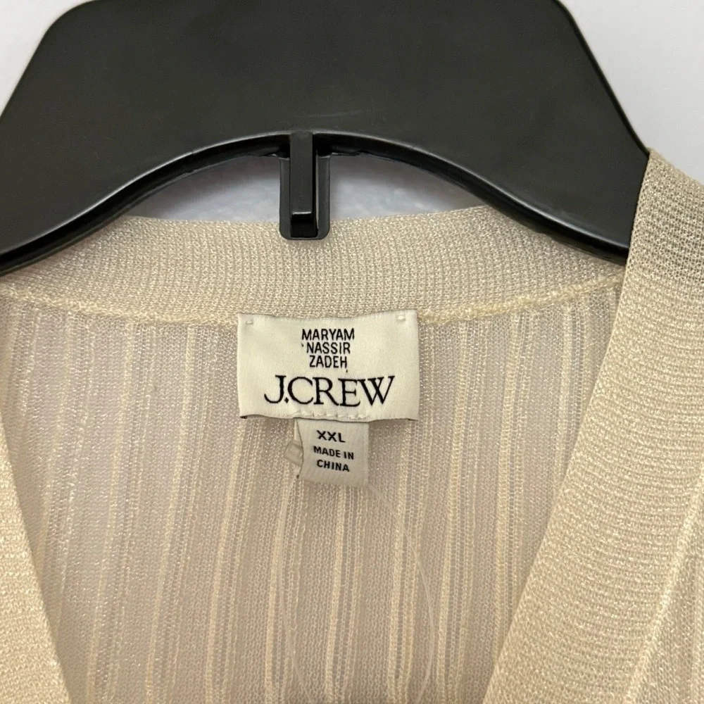 NWT Maryam Nassir Zadeh x‎ J.Crew Sheer Ribbed Shimmer Cardigan Sand - XXLarge